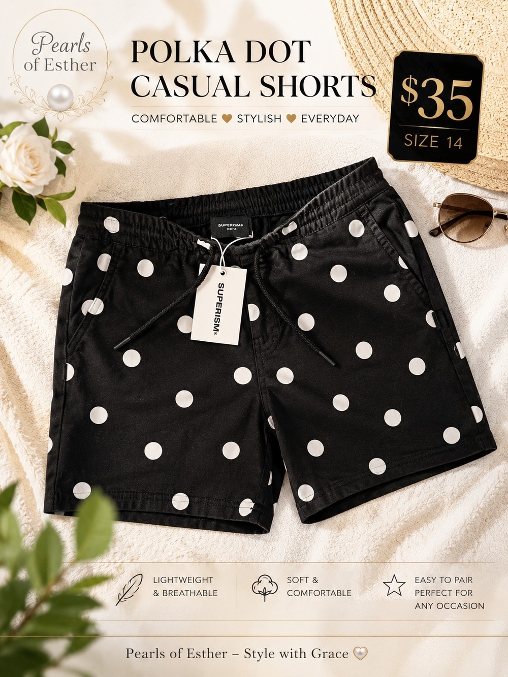 Black Polka Dot High Waist Shorts